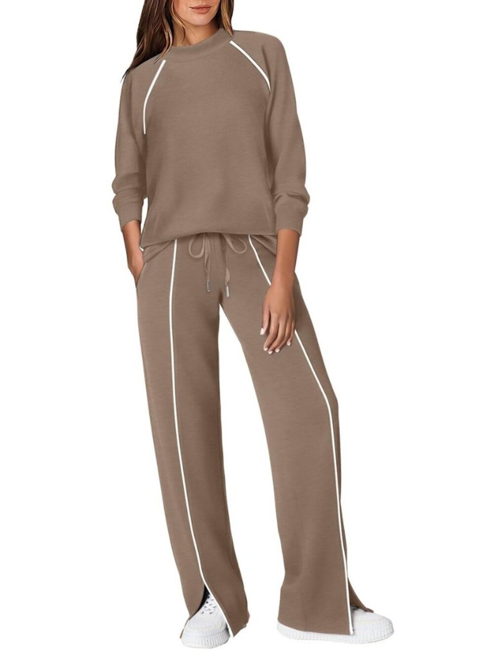 2 Piece Sets for Women Airport Travel Outfits Track Suits Sweat Sets Mock Neck
